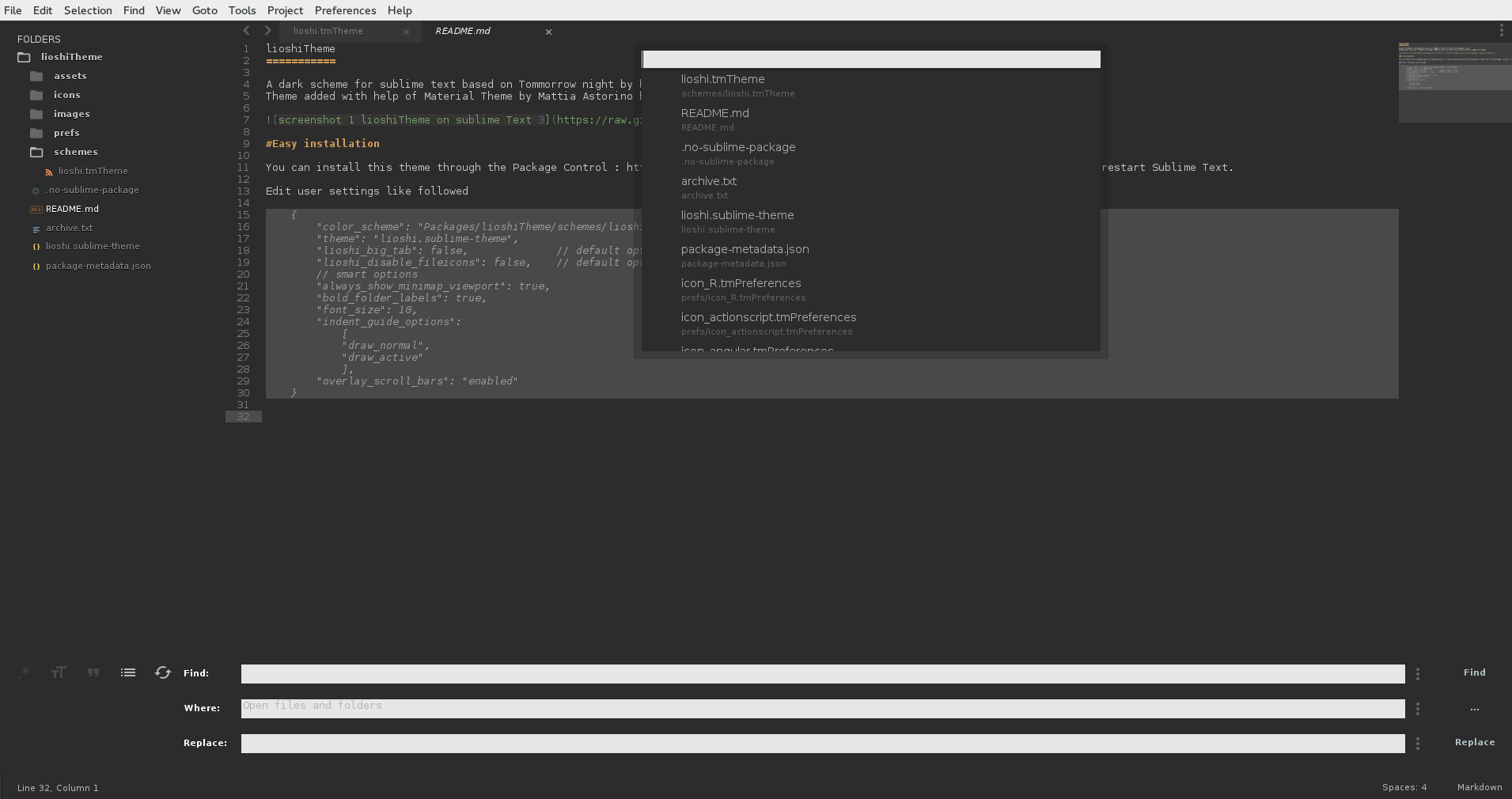 screenshot 1 lioshiTheme on sublime Text 3