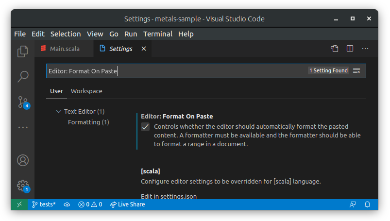 format-on-paste-setting