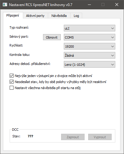 Nastavení knihovny – záložka Připojení
