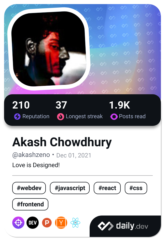 Akash Chowdhury's Dev Card