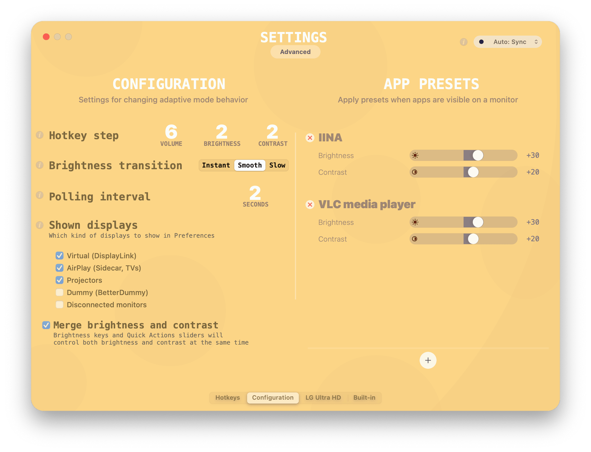 Configuration page