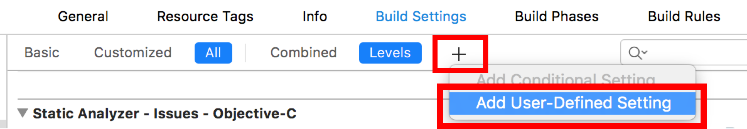 Click on Add User-Defined Setting