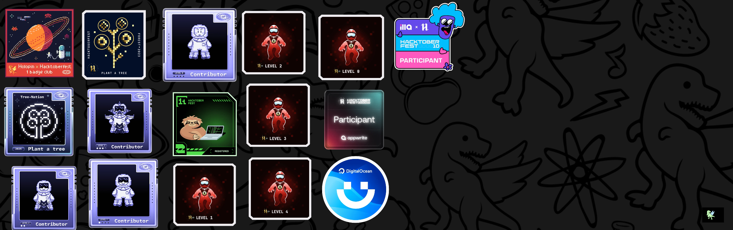 An image of @rramirezdev's Holopin badges, which is a link to view their full Holopin profile