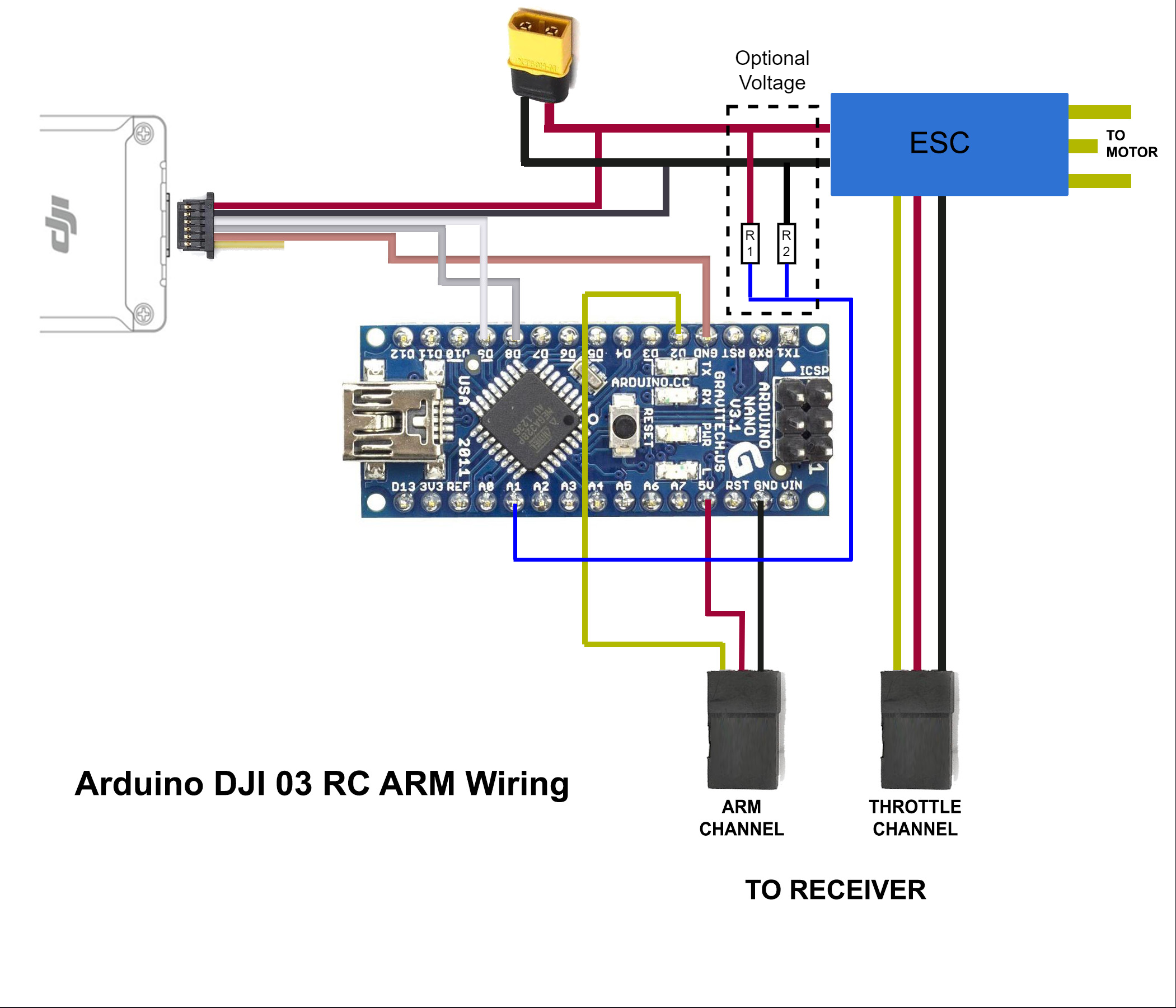 Arduino DJI 03 RC ARM Wiring