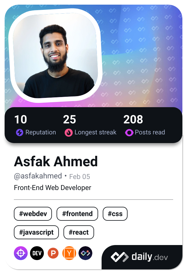 Asfak Ahmed's Dev Card