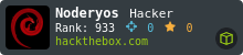 Noderyos's hackthebox stats
