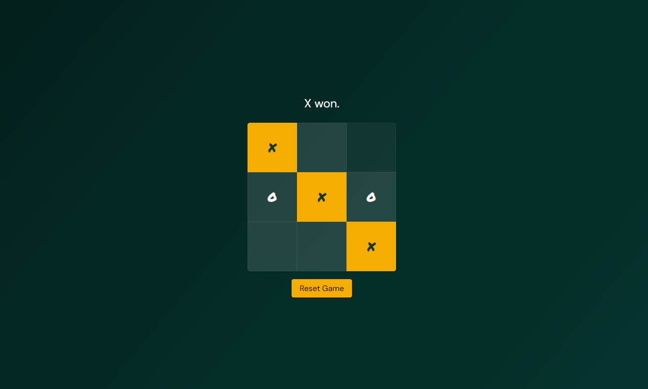 Screenshot of tic tac toe app