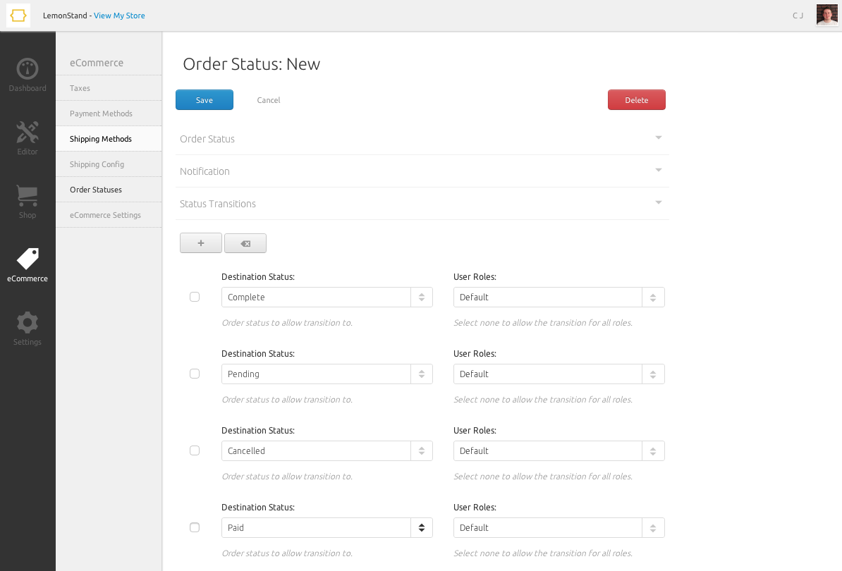 Order Status Transitions