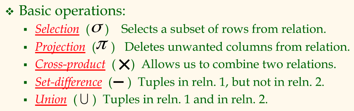 Operators relational algebra