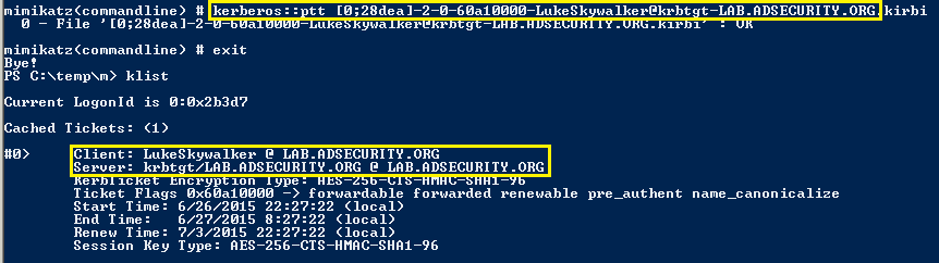 KerberosUnConstrainedDelegation-Mimikatz-PTT-LS-Ticket2