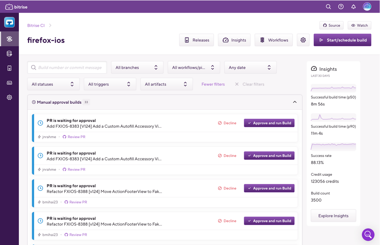 Screenshot from Bitrise
