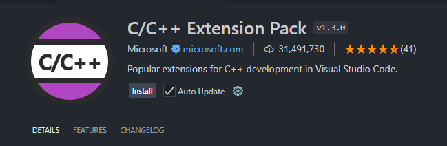 C/C++ Extension Pack Install