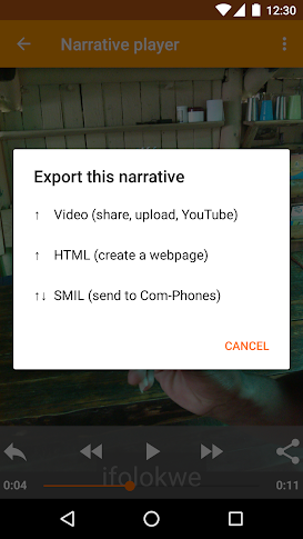 Exporting from Com-Phone: video, webpage or SMIL