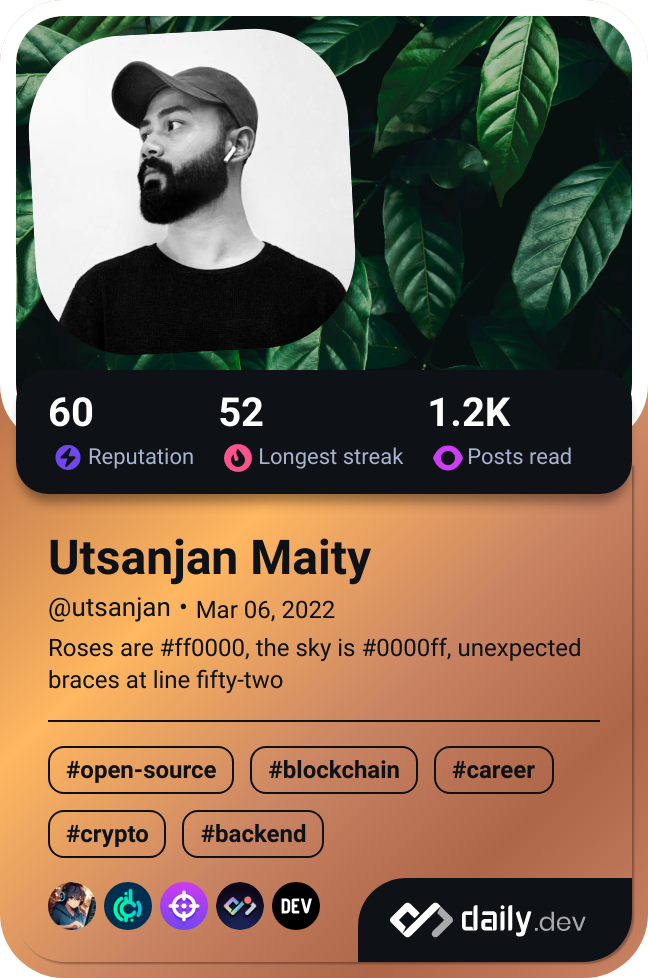 Utsanjan's Dev Card