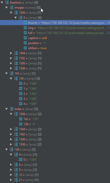 $options array