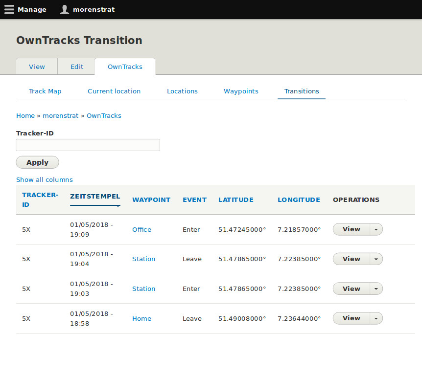 Transition Listing