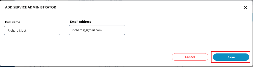 Add Service Administrator