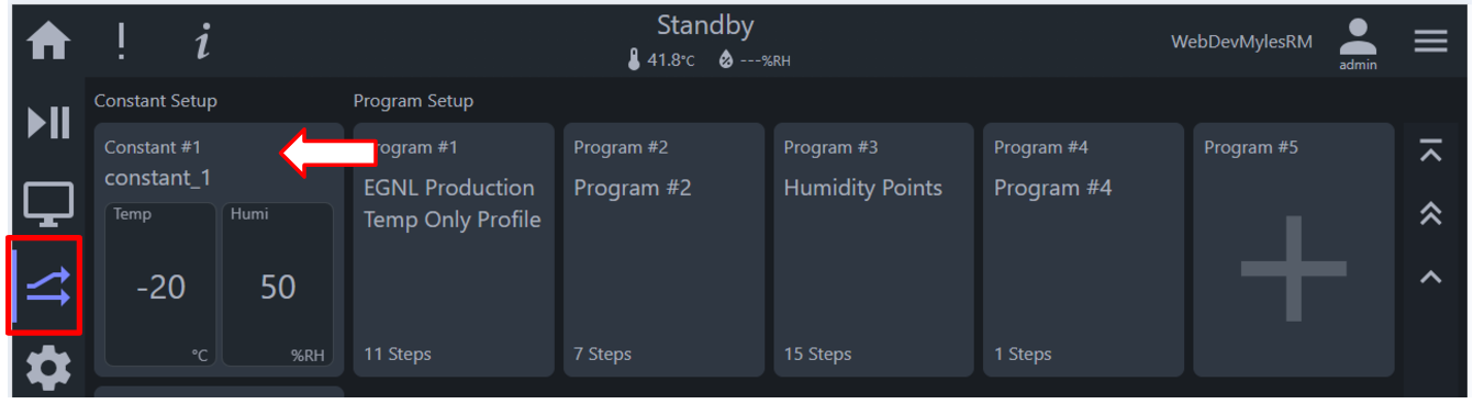 Constant 1 configuration page