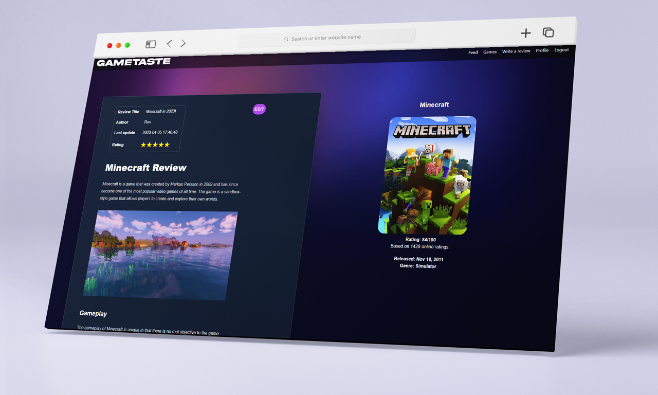 GameTaste Review Page