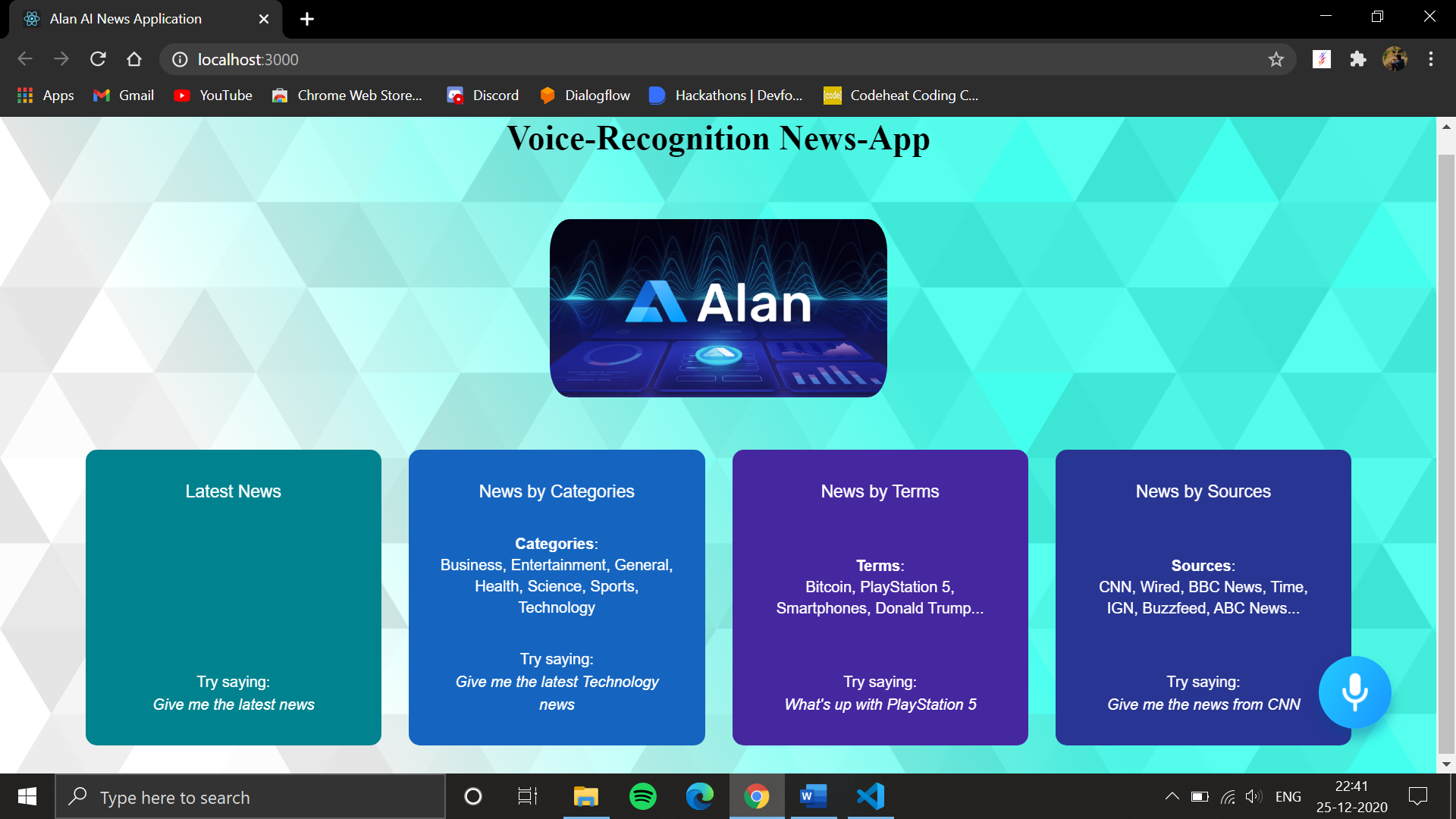 Voice Controlled React News Application