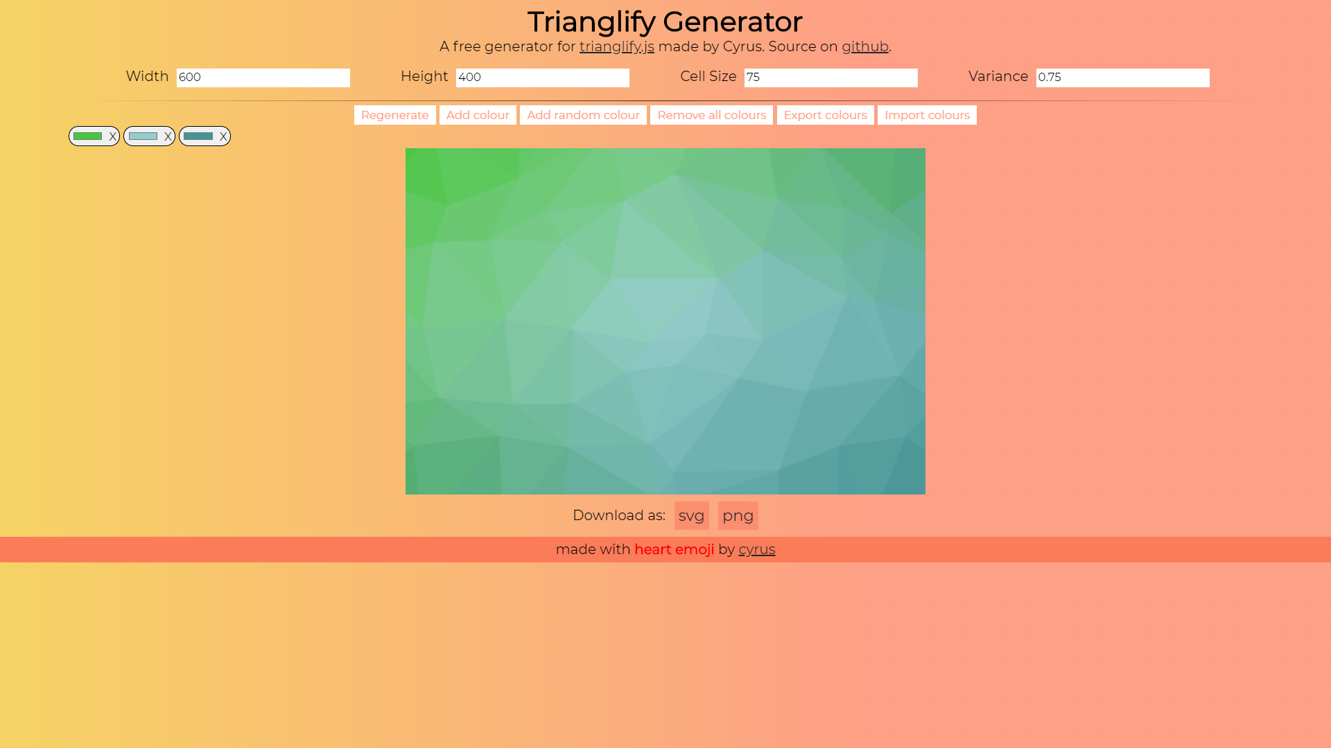 Trianglify Generator Screenshot