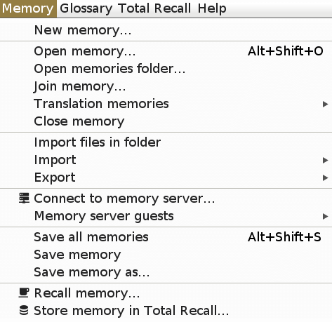 Memory menu