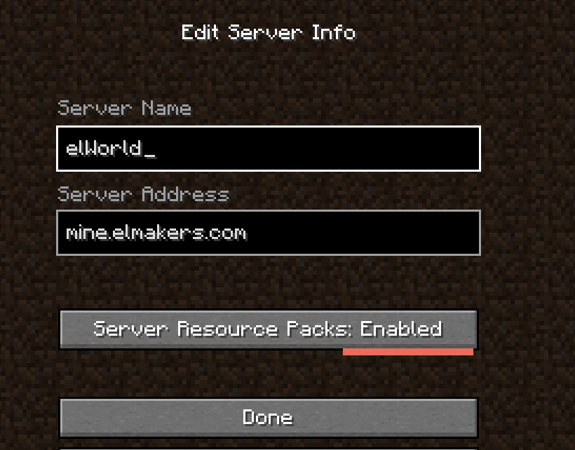 Minecraft resource pack menu