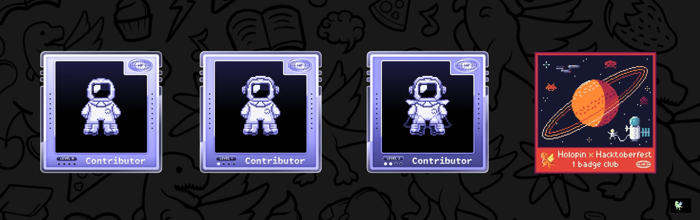 An image of @sandarurf's Holopin badges, which is a link to view their full Holopin profile