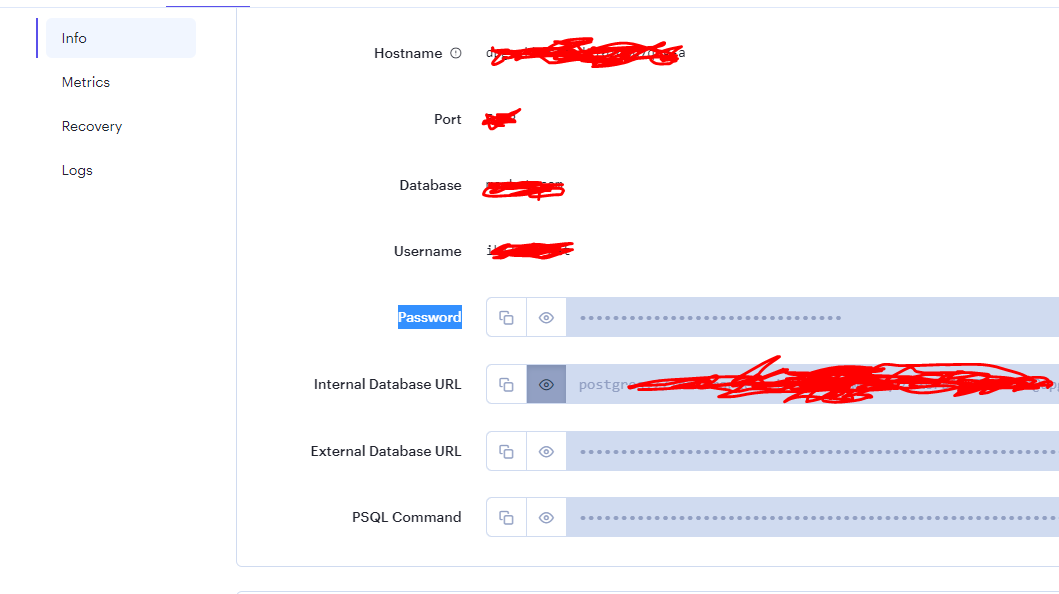 Database connection information