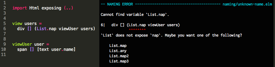 Elm error messages