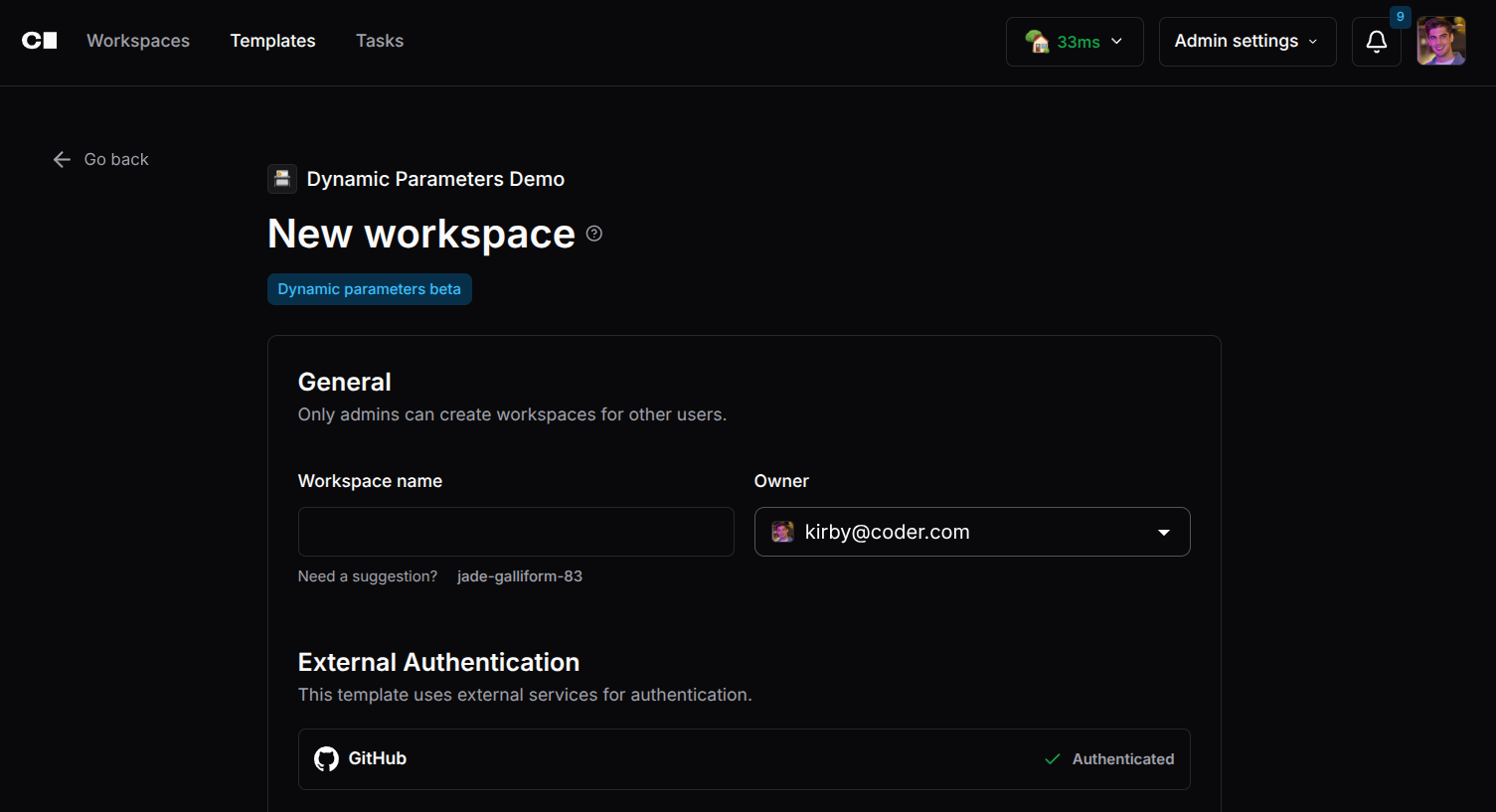 New Workspace Form