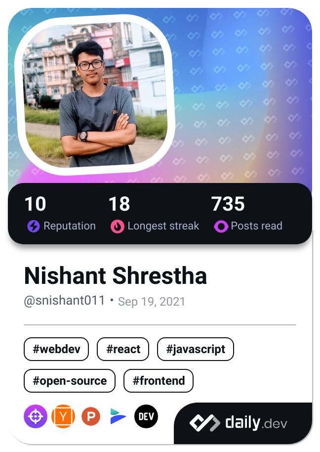 Nishant Shrestha's Dev Card