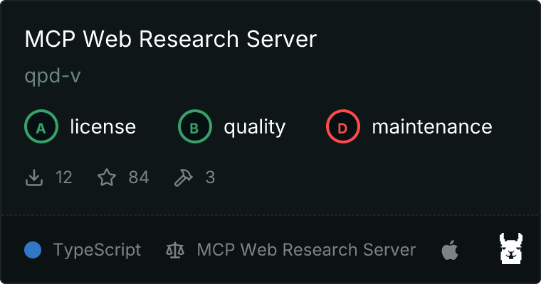 Web Research Server MCP server
