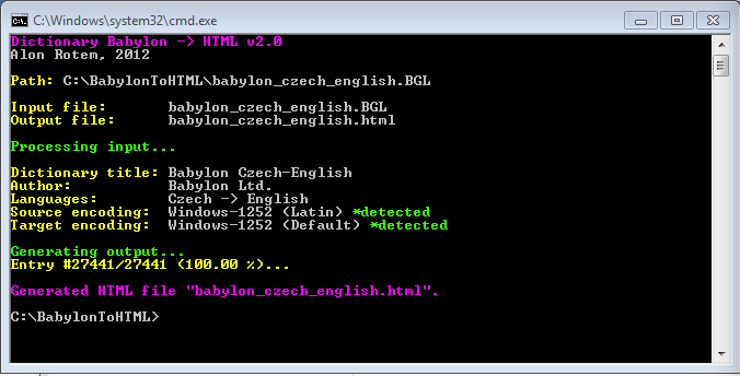 babylontohtml commandline