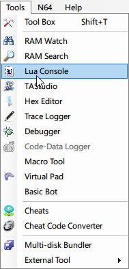 Open the Lua Console to open the script