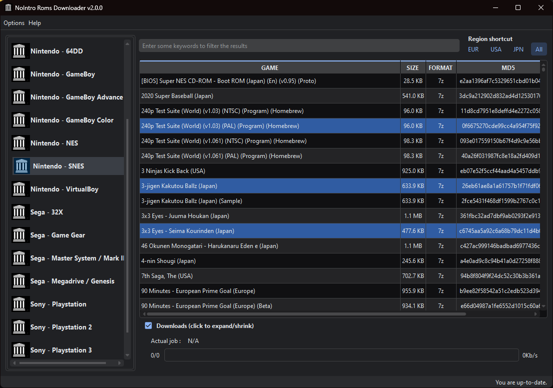 NoIntro Roms Downloader UI