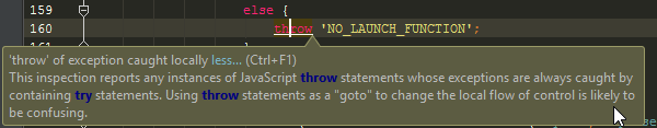 Webstorm inspection warning