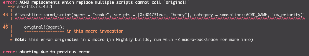 Compiler error for using the original macro with multiple scripts
