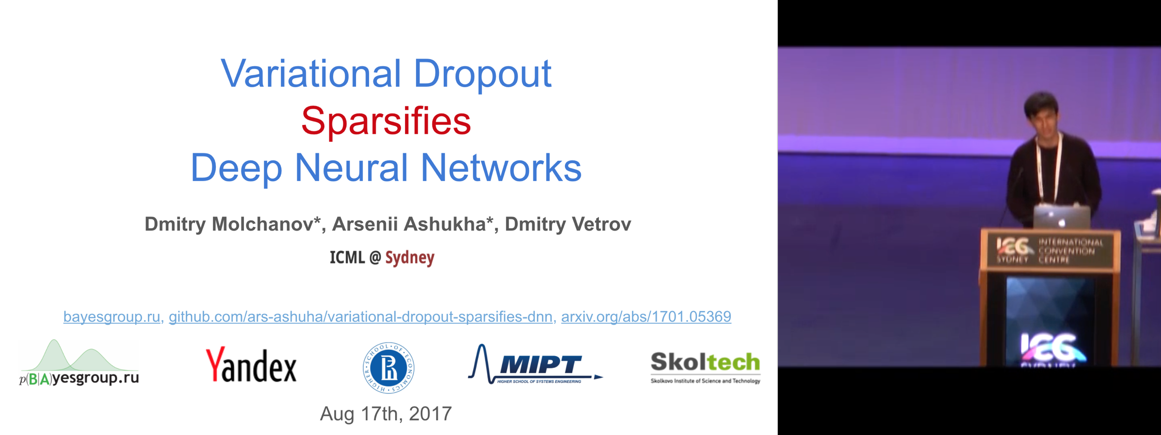 ICML 2017 Oral Presentation by Dmitry Molchanov