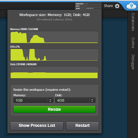 Screenshot of Cloud9 Workspace