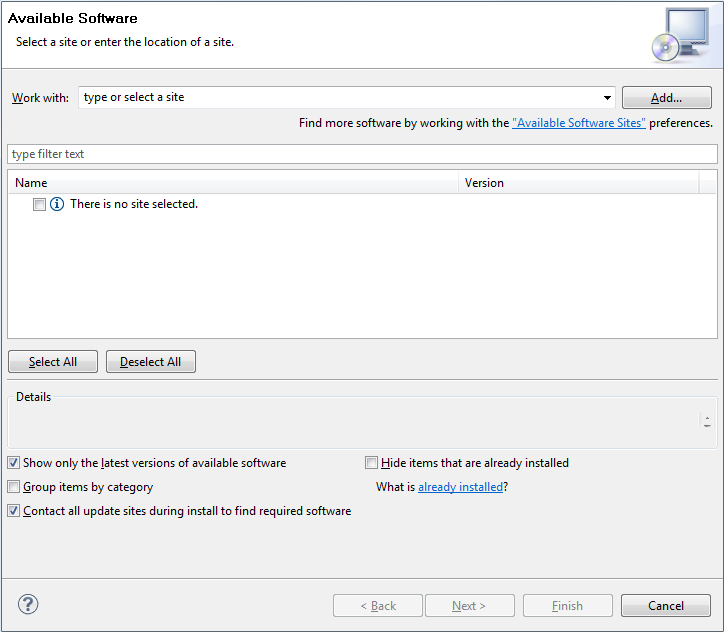 Install dialog