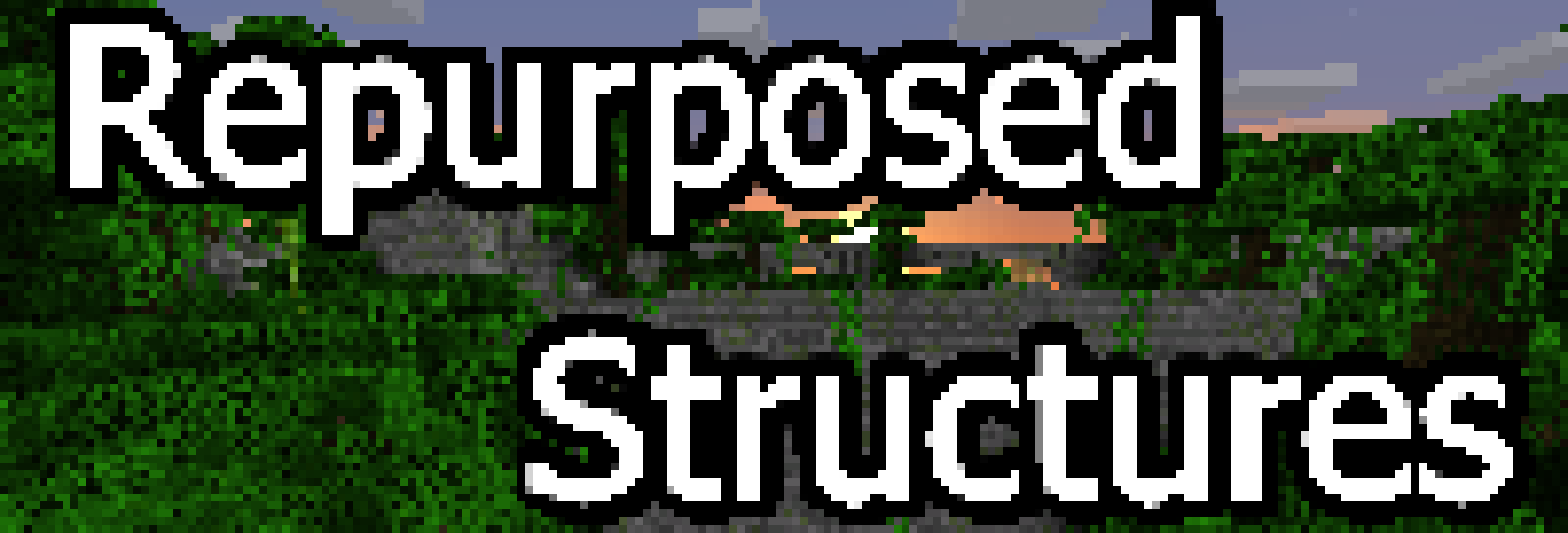 Picture that shows the title of this mod with a Stonebrick Fortress during sunset behind the text