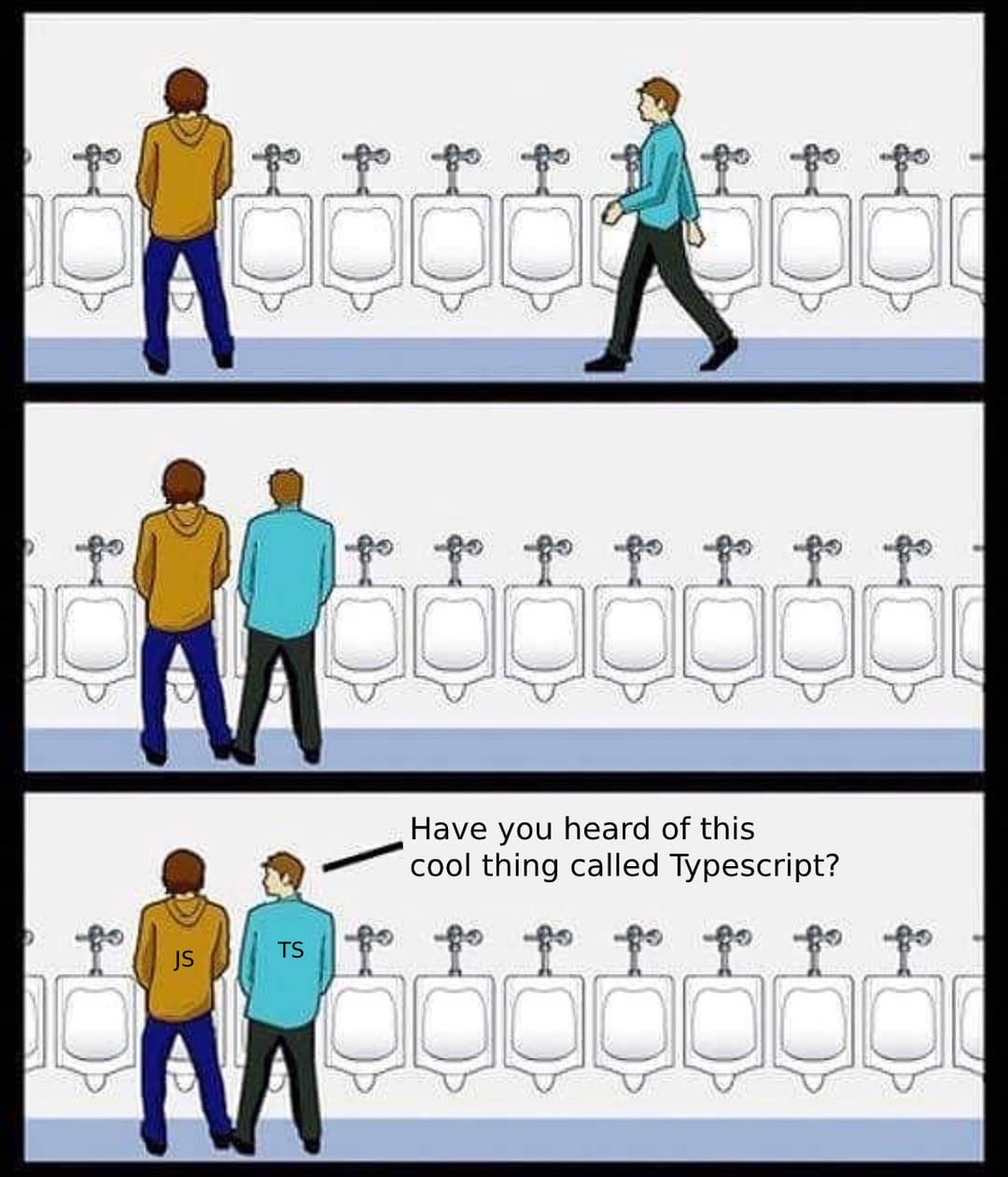 https://www.reddit.com/r/ProgrammerHumor/comments/s9fech/typescript_evangelists/ by u/ kwietog 