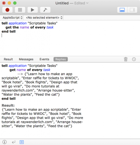 Making a mac app scriptable tutorial: AppleScript Tasks