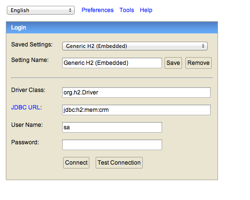 H2 database console