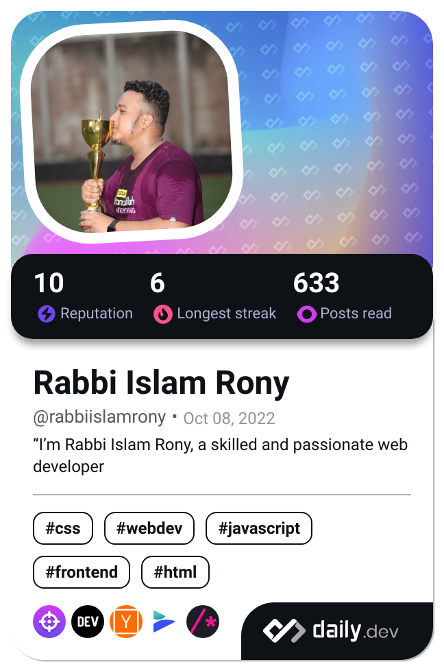 Rabbi Islam Rony's Dev Card