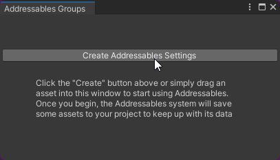 Addressables Groups pop-up