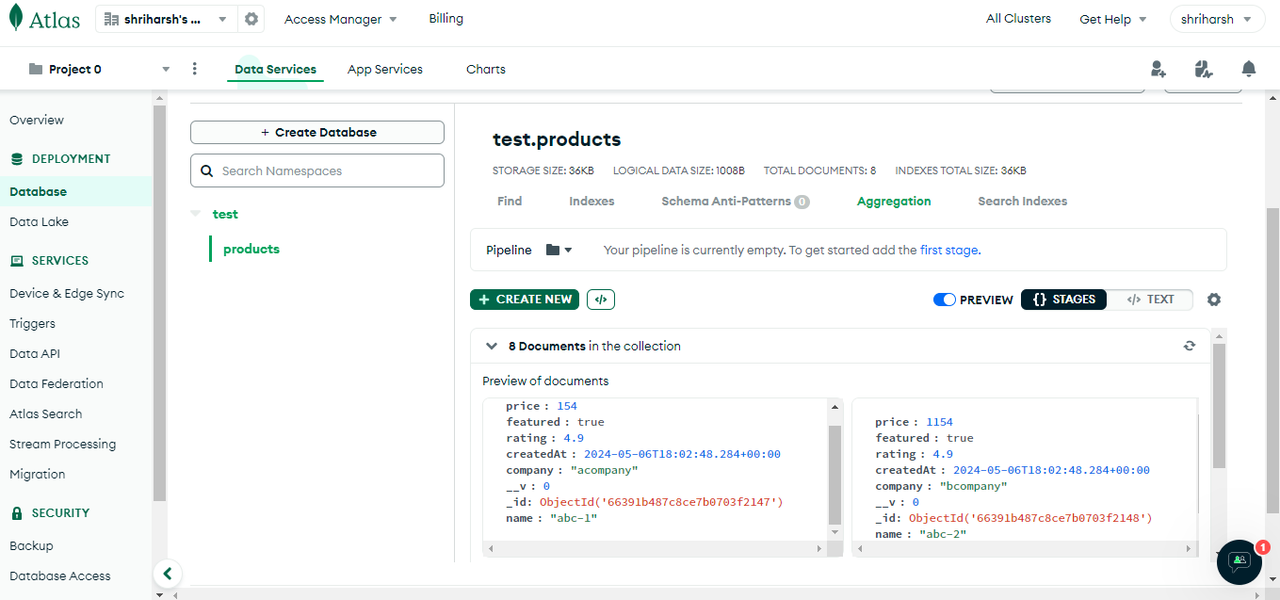 4.MongoDB Atlas Interface