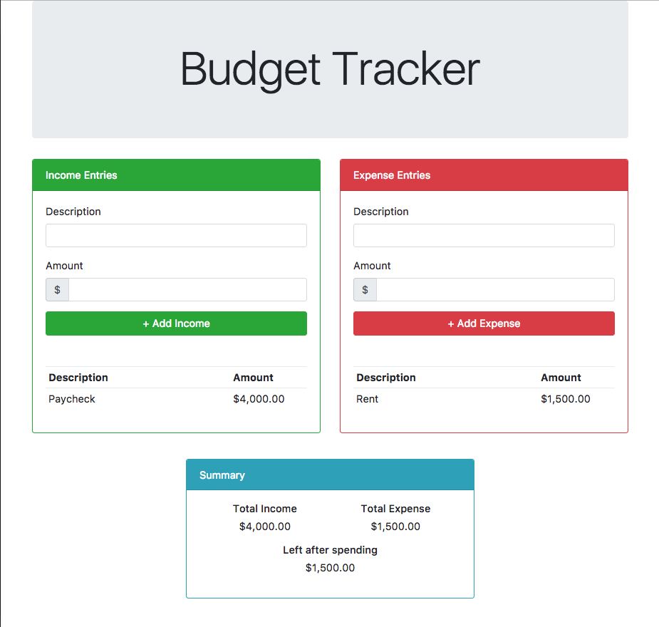 Budget Tracker Example