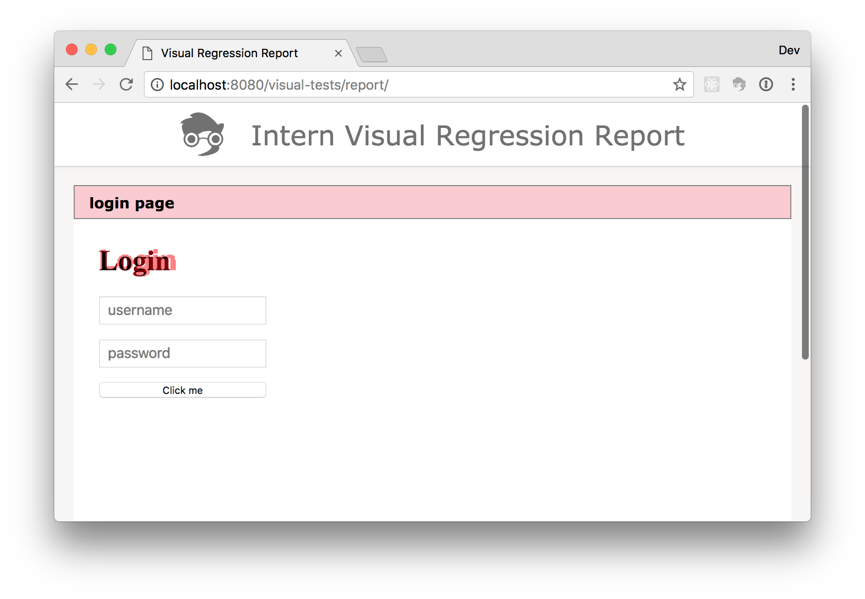 Visual assertion report